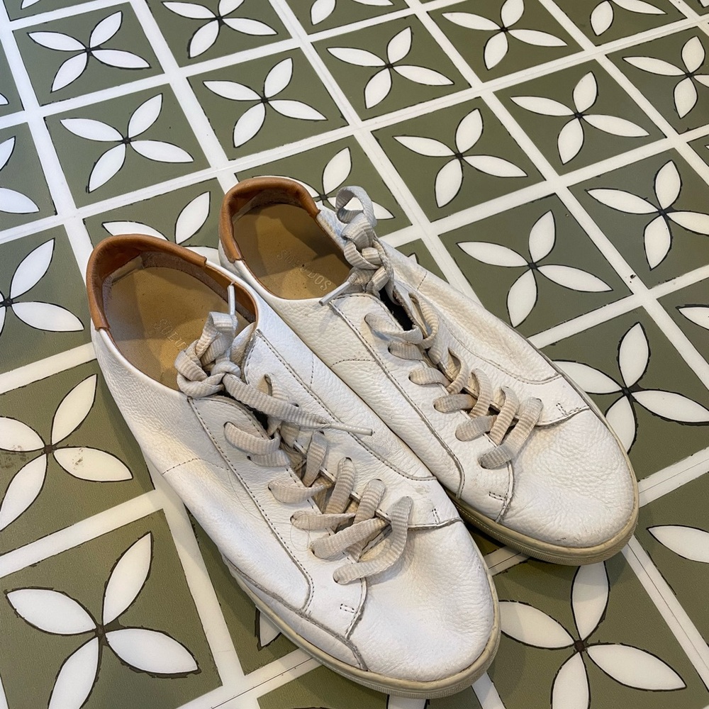 Soludos White Leather Sneakers